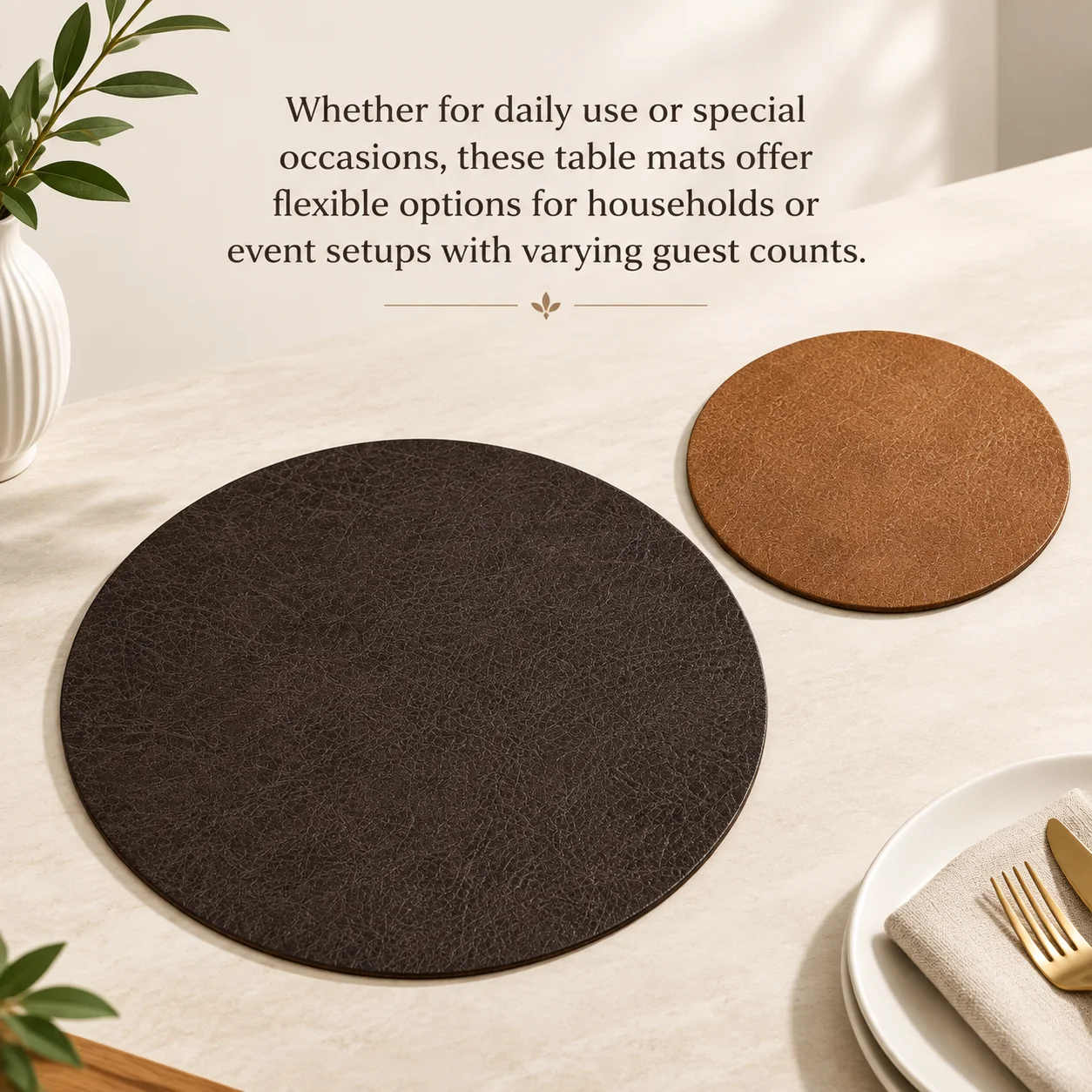 Faux Leather Double Sided Placemats Reversible Textured High Quality Heat Resistant Easy Wipe Clean Non-Slip Table Mats