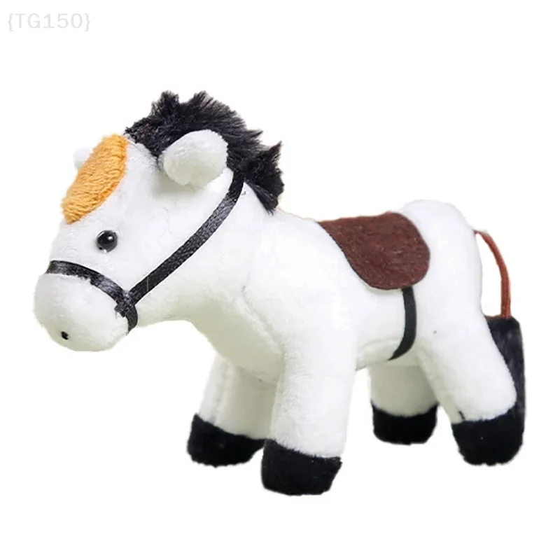 Long-Haired Pony Pendant Keychain, Soft Brown Plush Horse Doll for Girls Bag & Purse Accessories