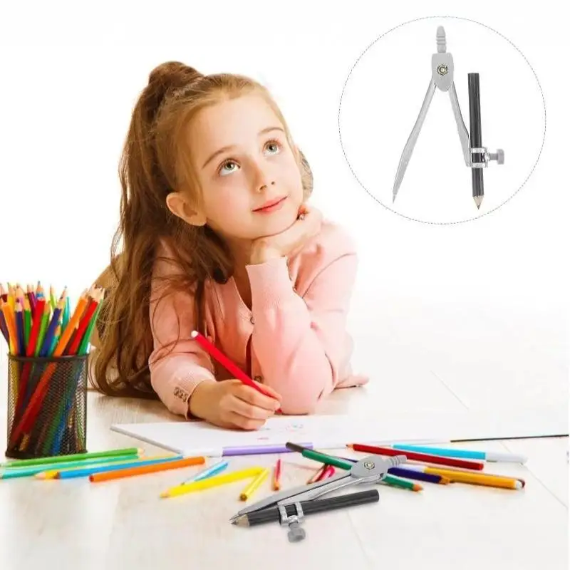 2026 NEW Locking Metal Compass Drawing Tool Up To 0.39 Inch Pen Fit For Circle Drafting Student Math Geometry School Supply