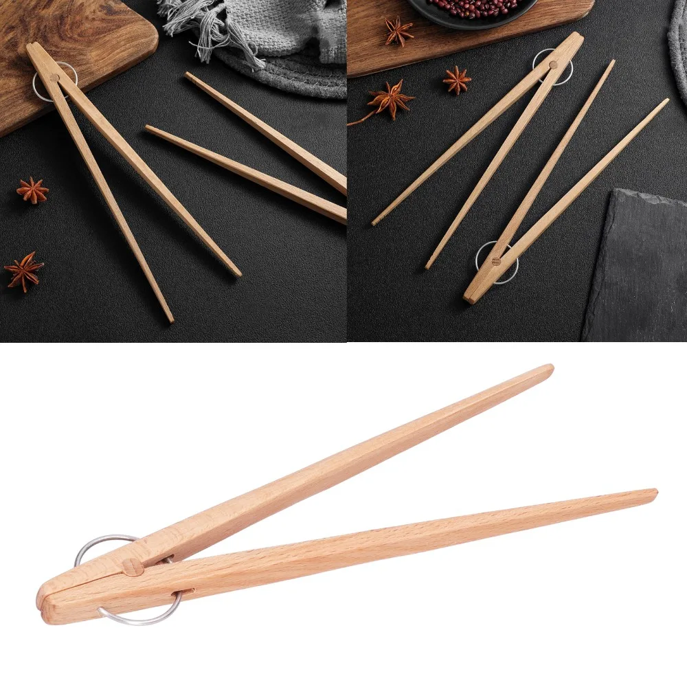 Kitchen Gadget Wooden Bread Tongs Classic Reusable Wooden Tongs Easy To Clean Durable Baking Clip Food/Salad/Fruits/Pickles