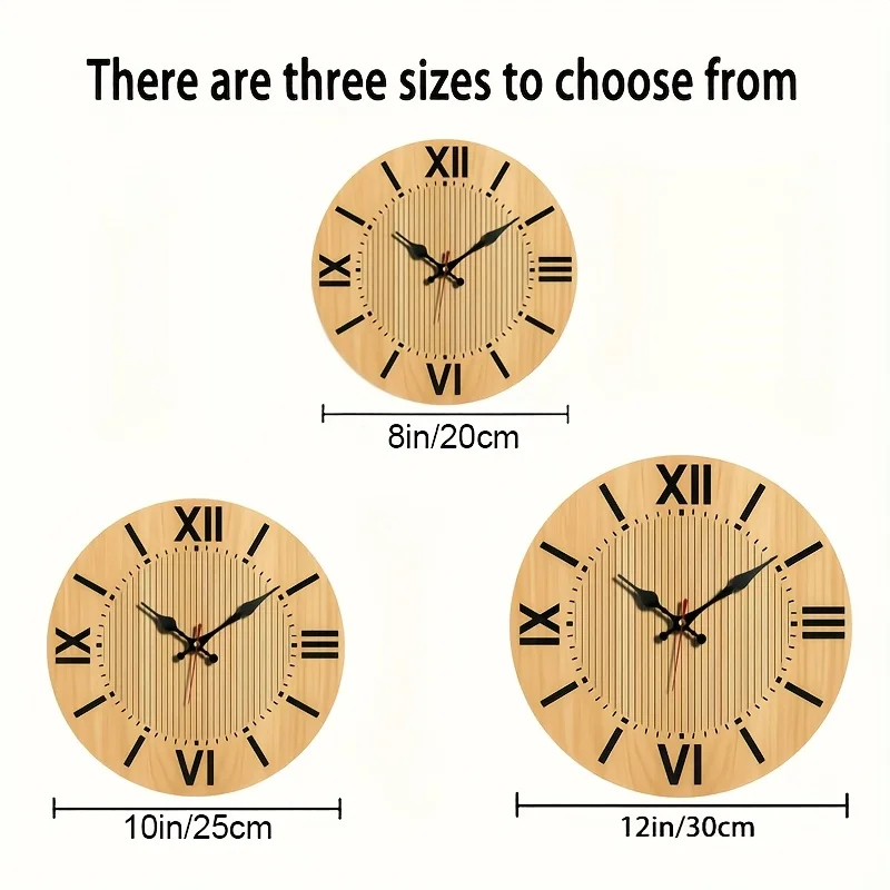1pc Round Wall Clock, Easy Natural Wood, Roman Numeral Clock, Nordic Style Decoration, Silent And Non-Ticking, Suitable for Home And Holiday Decoration, Gift Giving
