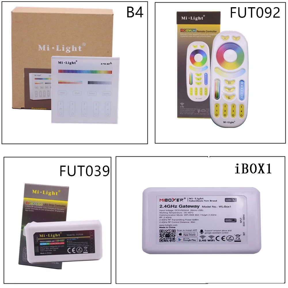 Mi BOXER Light B4 T4 FUT092 039 LED Controller RF 2.4G / Wifi Remote Control DC12-24V for 5050 2835 RGBCCT  RGB+CW+WW LED Strip.