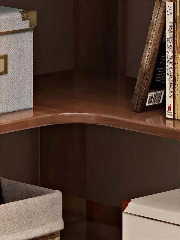 Solid wood corner bookcase, household shelf, wall corner, multi-layer corner cabinet, bedroom storage, living room,