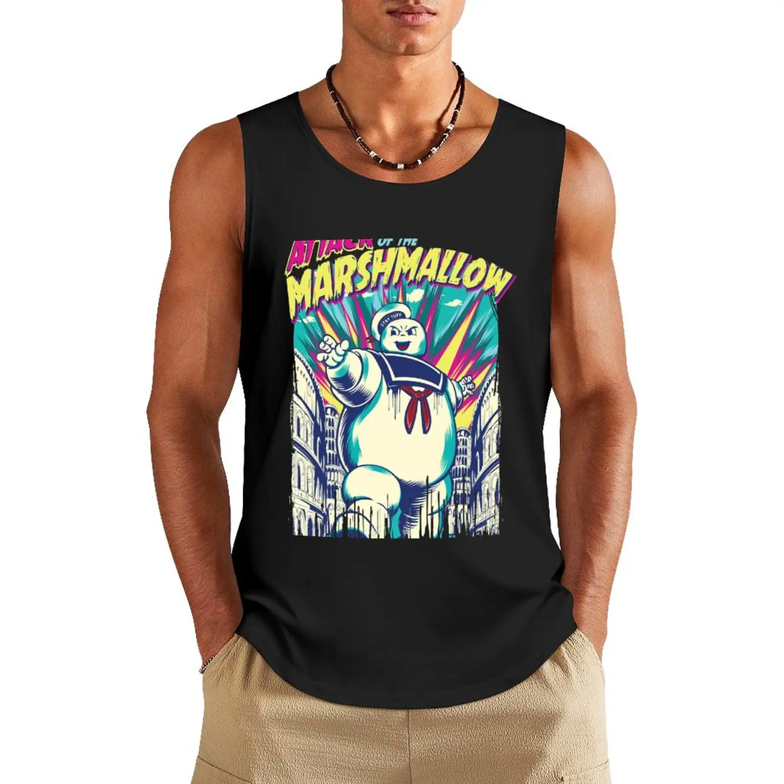 

Attack of the Marshmallow Essential Tank Top basketball clothing Men's t-shirt sleeveless tshirts for men