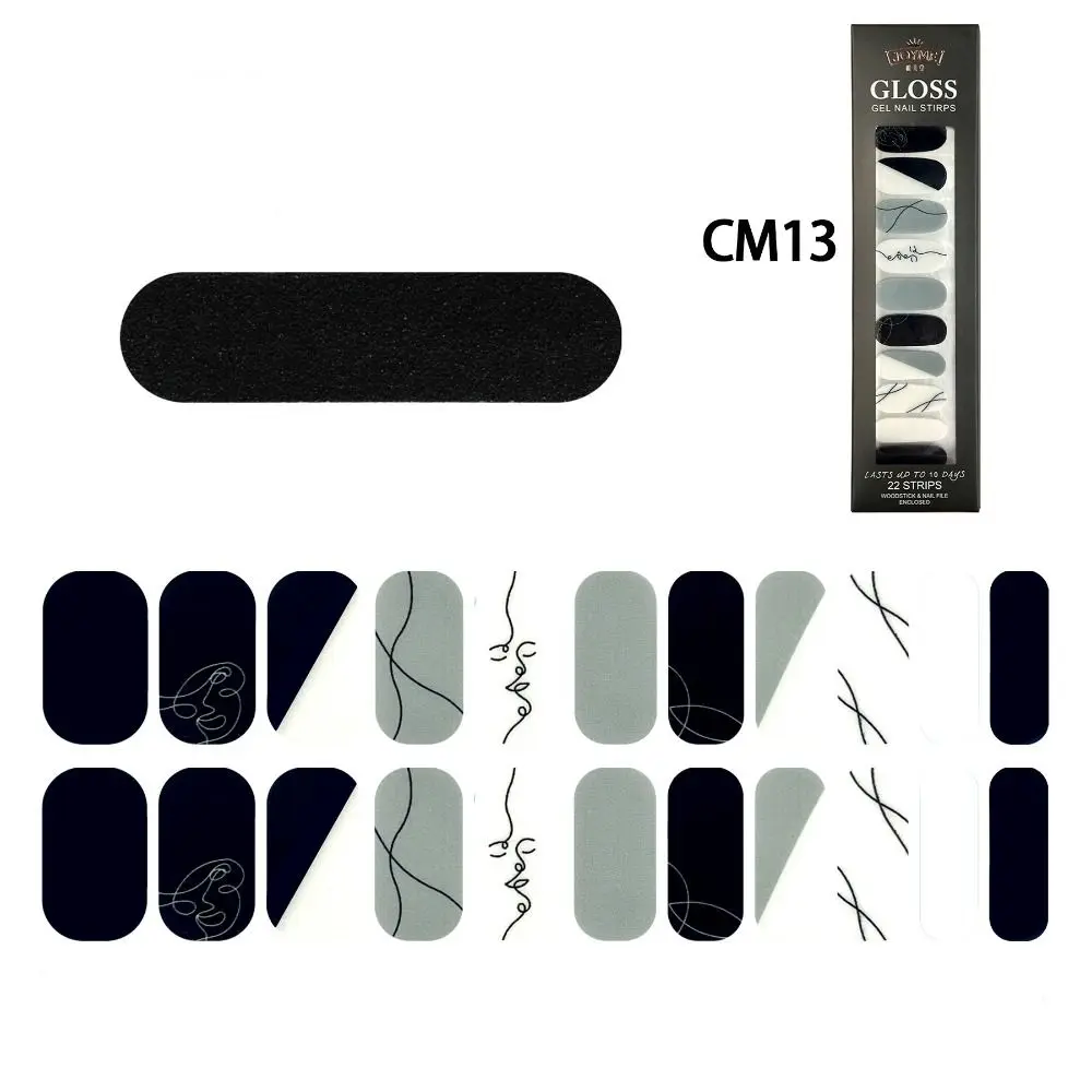 풀커버 세미큐어드 네일 스티커 노 베이킹 방수 젤 네일 스티커 DIY 매니큐어 네일 데코레이션 가을 겨울용