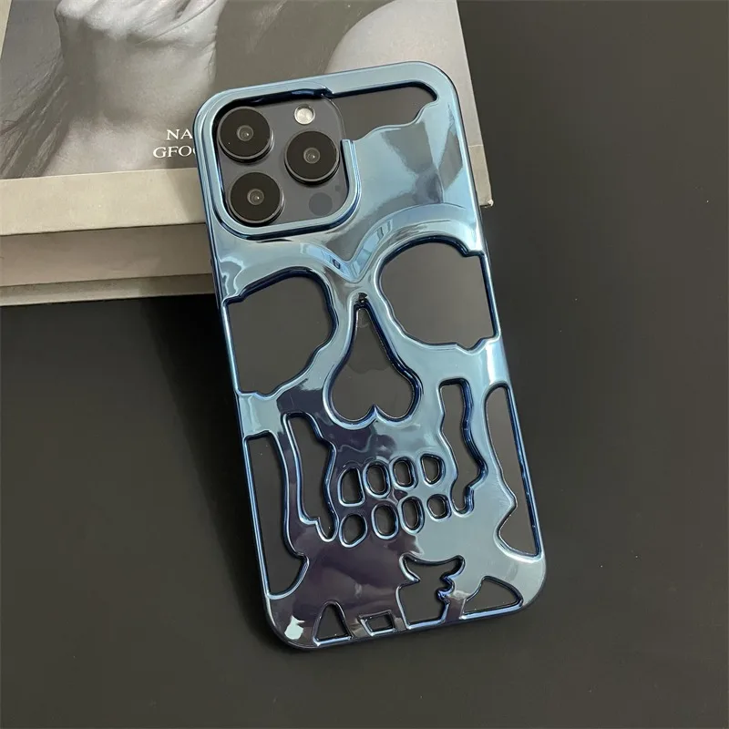 Coole Hohlraum-Wärmeableitungs-Handyhülle mit Totenkopf-Ghostface-Plattierung für iPhone 18 17 16 Pro Max 15 14 13, modische, schlanke Hülle – Detail 12