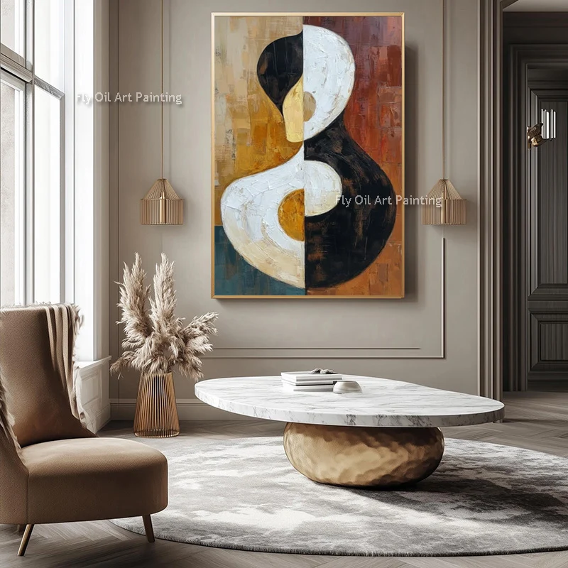 

Simplism Design Grey White Abstract Canvas Artwork Handpainted New Original Black White Red Oil Painting For Room Hall Decor