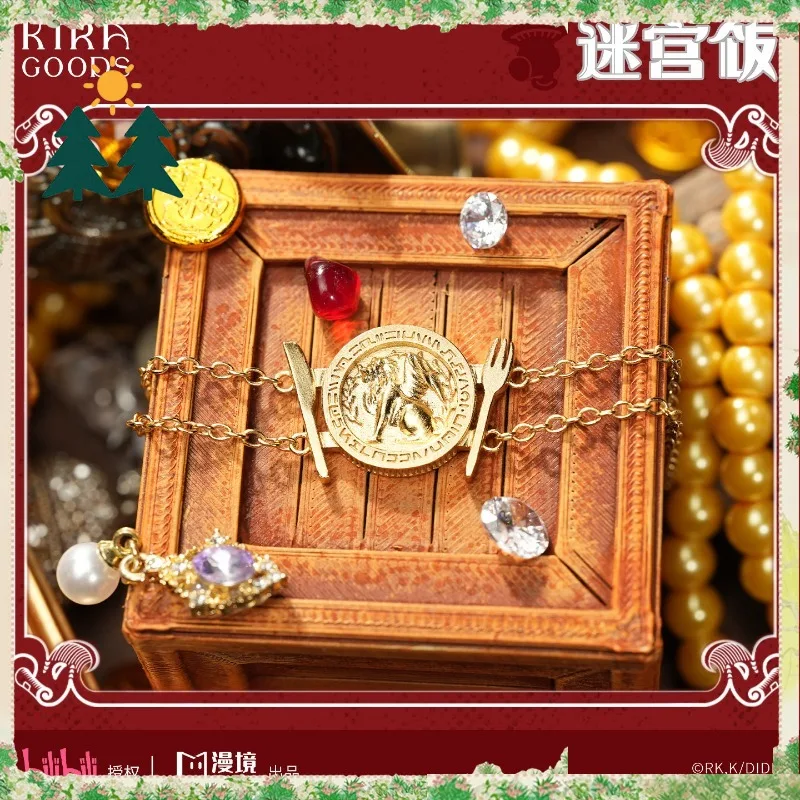 Original Delicious in Dungeon Coin Bug Bracelet en Cuivre Plaqué Or, Bijou de Collection Amusant et Mignon, Cadeau pour Filles et Garçons