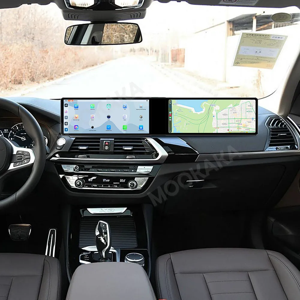 راديو سيارة Carplay مقاس 24.6 بوصة شاشة مزدوجة لسيارات BMW X3 X4 2017-2018 شاشة مزدوجة أندرويد ستيريو تلقائي الوسائط المتعددة وحدة رأس نافي EVO #1