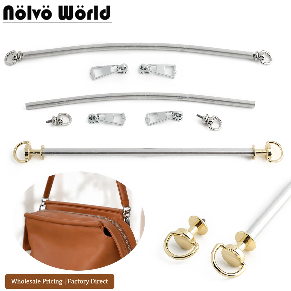 2/6/10PCS Leather Wrapping Rod Metal Handle Purse Frame For Making Summer Beach Bucket Bag Armpit Handbag DIY Kits Accessories