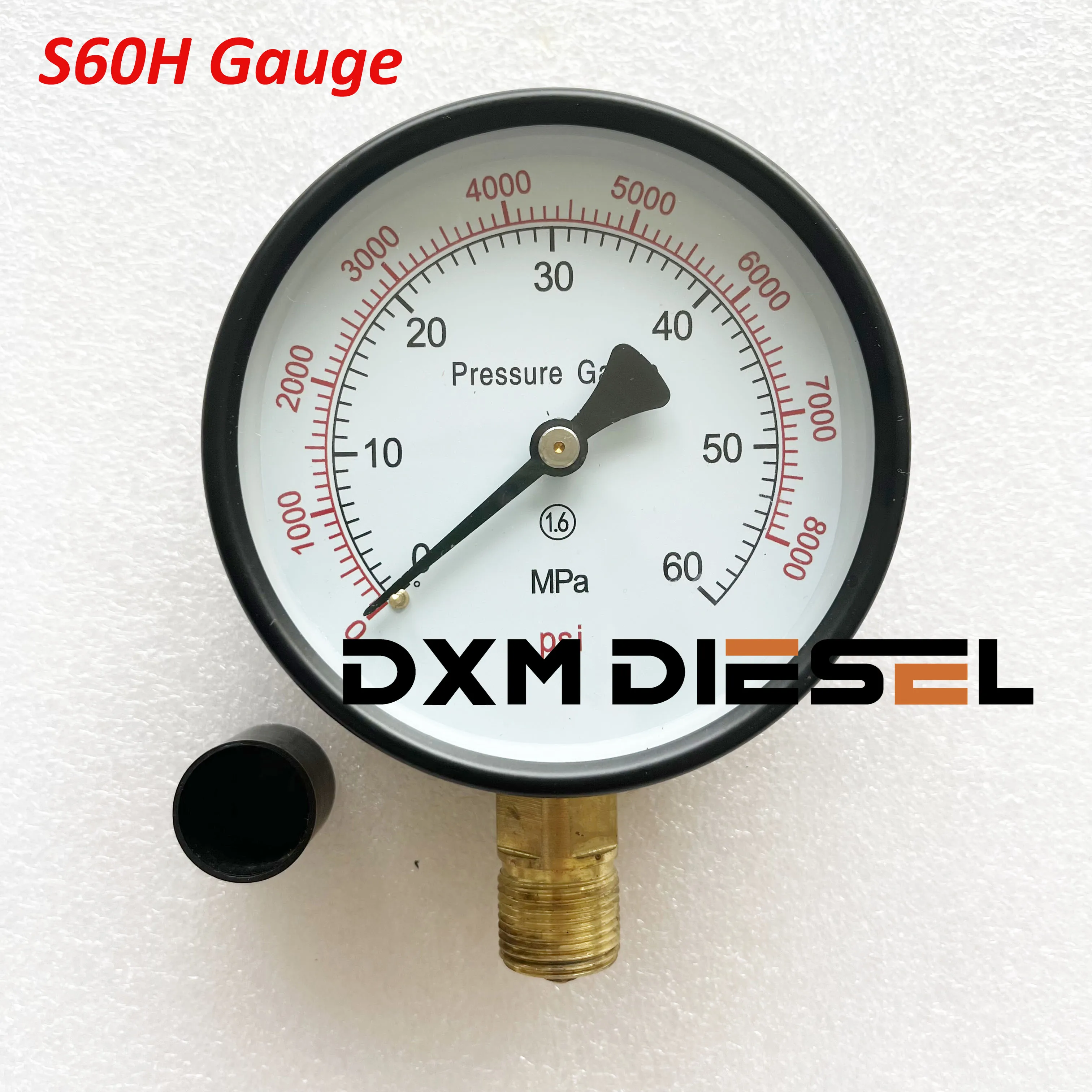 0-60Mpa Pressure Gauge for S60h Diesel Injector Nozzle Tester, 0-8000Psi Pressure Meter Testing Tool