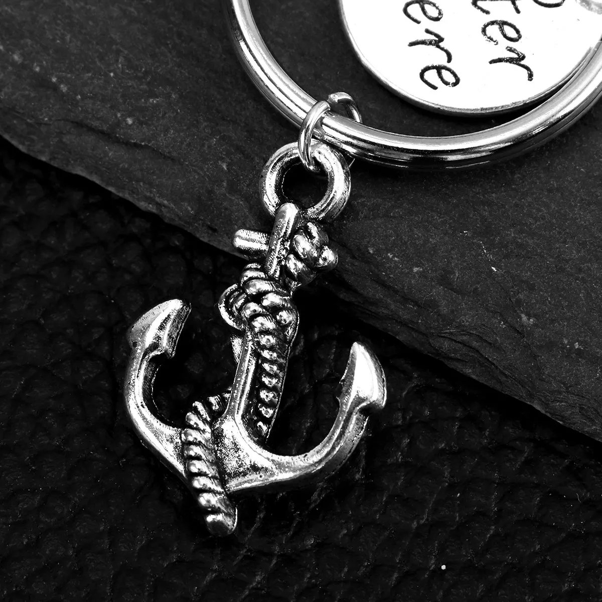 Anchor Keychain Stainless Steel Vintage Pendant Key Ring No Matter Where Tag Decorative Gift For Friends Family
