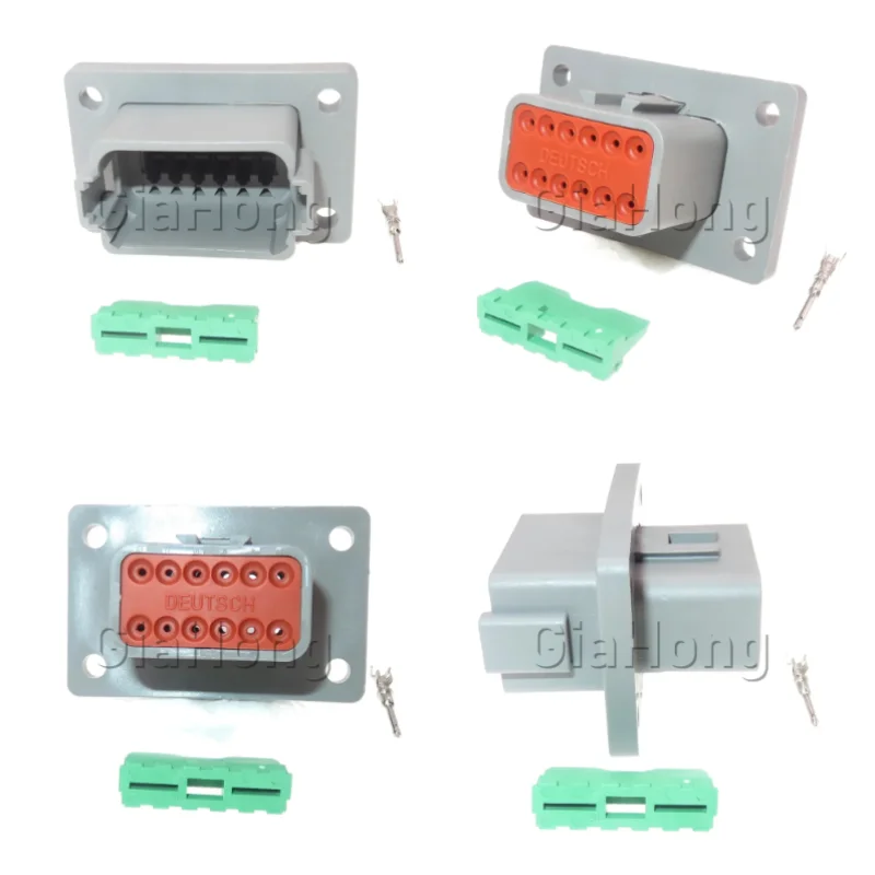 1 Set 12 Ways Parts DT04-12P-L012 AC Assembly Car Sealed Wire Connector with Four Holes Fixed Flange Automobile Waterproof Plug