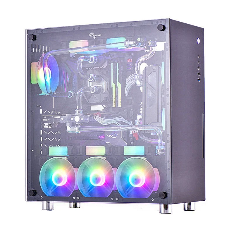 Split‑Style ATX Desktop Computer Shell, Aluminum Housing, Glass Side Window, Air / Water Cooling Gaming Empty Host Case