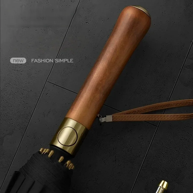 High-end wooden handle umbrella long handle umbrella straight rod dual-purpose umbrella advertising umbrella 16 bones men