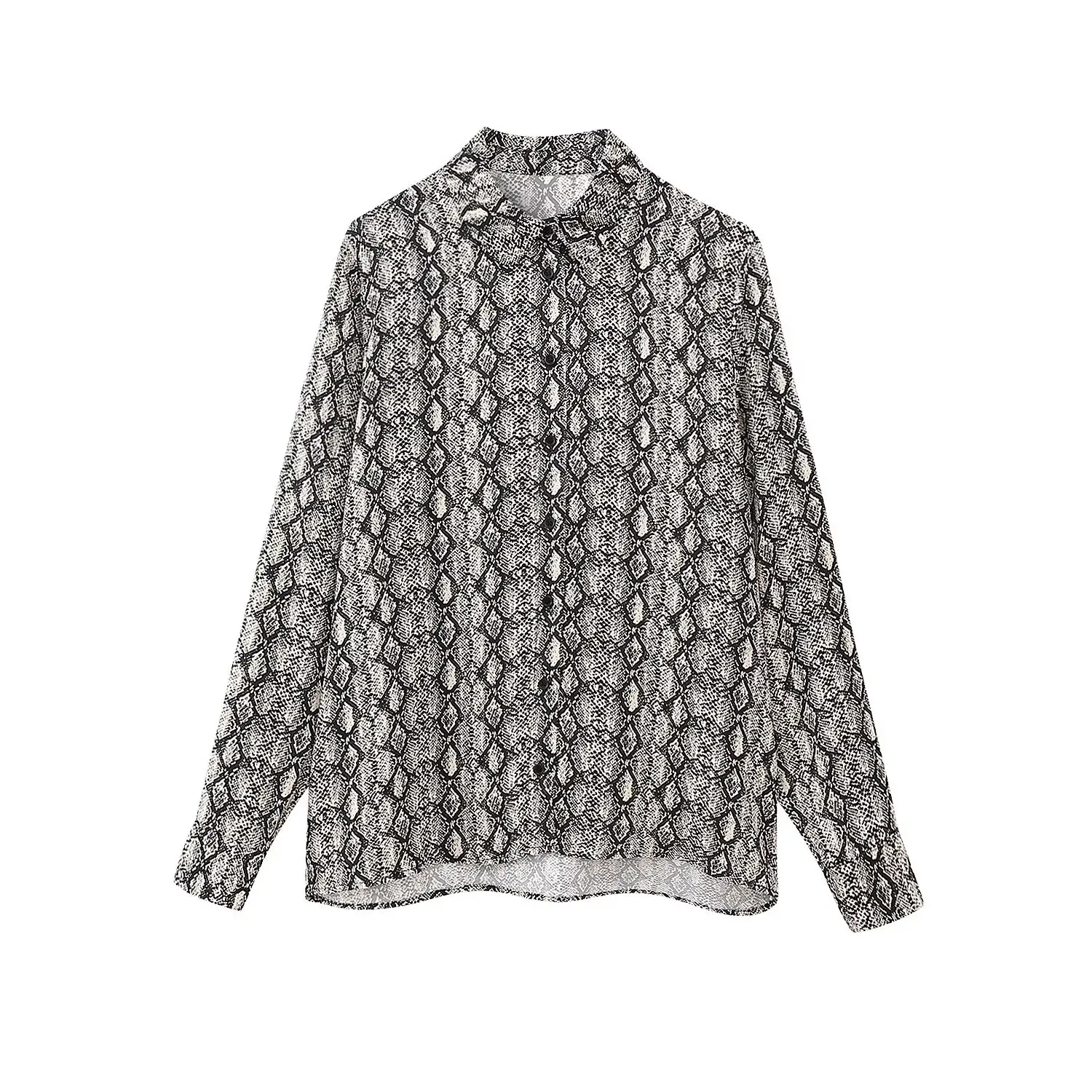 

Women's new fashion casual satin texture printed striped shirt retro long sleeved button up women's shirt chic top