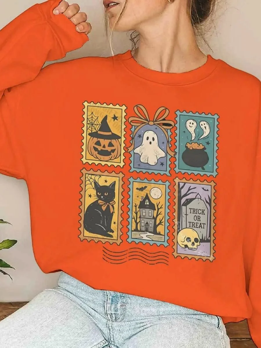 Happy loween – sweat-shirt à capuche fantôme pour femmes, Design effrayant, coupe confortable, entrée d'automne, autre matériau 00%