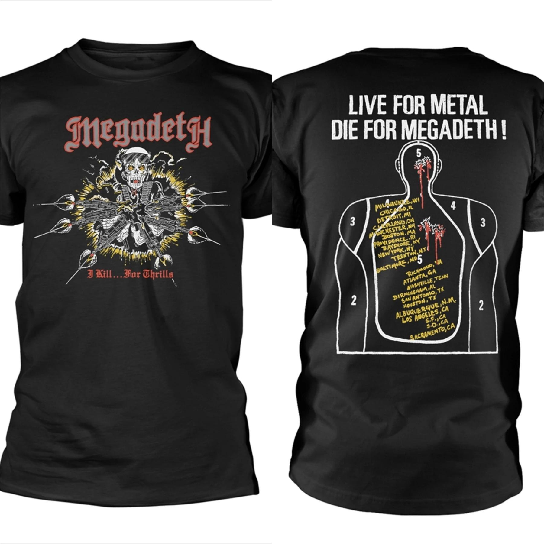 

Футболка Megadeth Kill for Thrills для мужчин и женщин, топы с короткими рукавами в американском стиле ретро, футболка Y2k, уличная футболка большого размера, мужская одежда