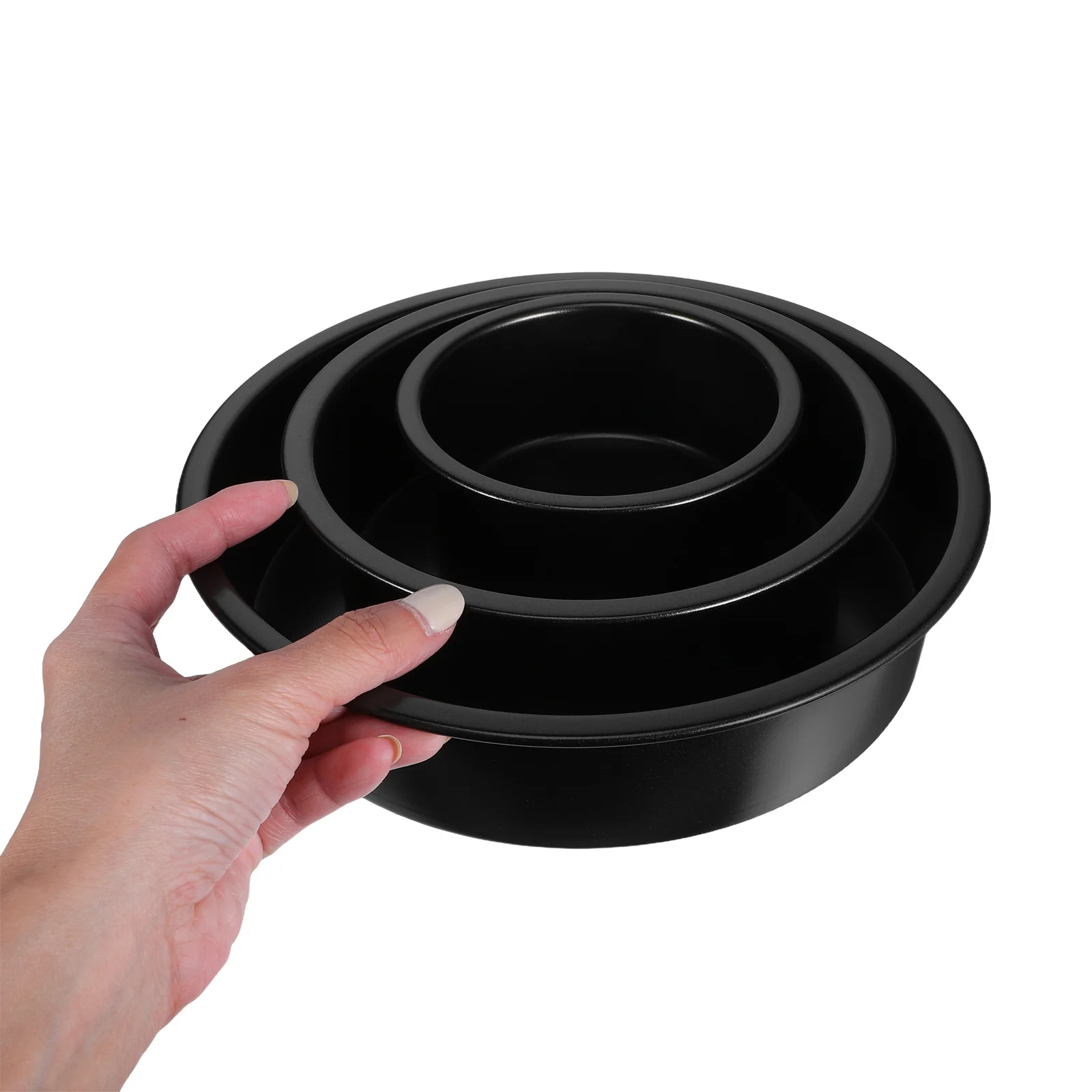 

3pcs Round Cake Pan Set 4/6/8 Inch Nonstick Carbon Steel Baking Mold For Chiffon Cheesecake Mousse Dessert Leakproof Oven-Safe
