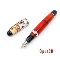 OPUS 88 Mini Pocket Fountain Pen – Elegant Red Wine Cat Design, Comfortable Grip,Stunning Aesthetic, Durable Stainless Steel Nib