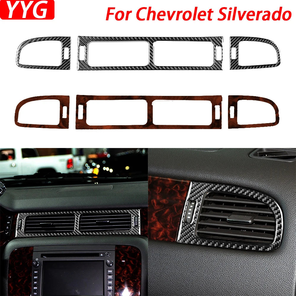 

For Chevrolet Silverado Tahoe GMC Avalanche LTZ Sierra SLT Carbon Fiber Air Conditioning AC Outlet Car Accessories Sticker