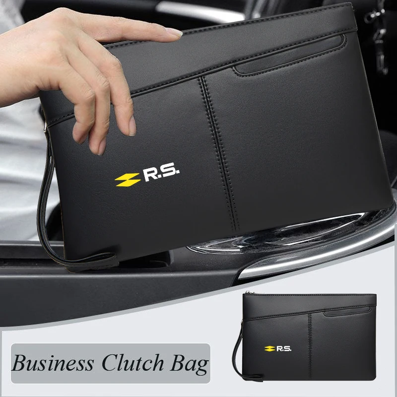 Car Men's Clutch Bag Business Handbag Card Case Phone Cash Wallet For Renault RS Performance Clio Scenic Logan Megane Koleos San