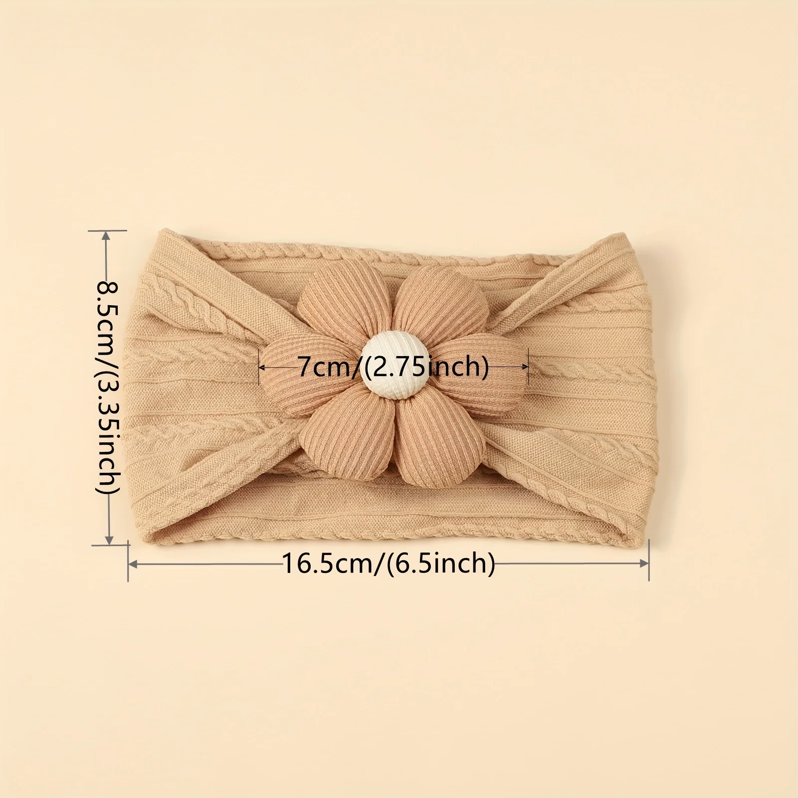 2-pack girl, boy beige coffee flower nylon headband suitable for all seasons