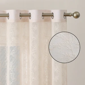 ستائر شفافة بيضاء من الشجرة الفرنسية ، ستائر مزخرفة من الكتان البيج ، بطول 84 بوصة ، 1 لوحة لغرفة المعيشة أعلى 8 مبيعات للستائر والكتان الكروشيه - رقم 8