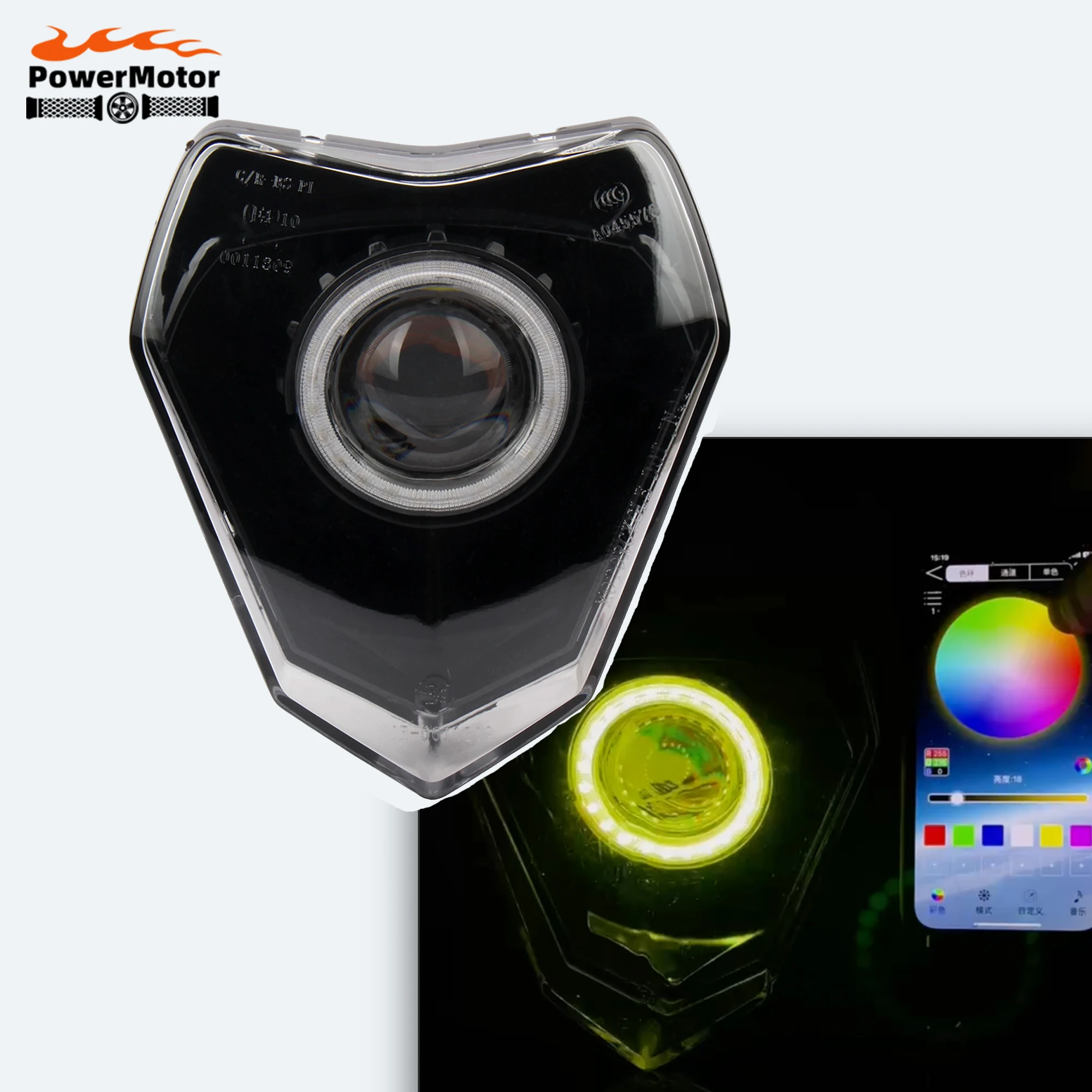 

For KTM EXC 2008-2013 Motocross LED App Control Headlight Wick RGB HeadLamp For 690 Enduro SMC R DirtBike Modification Angel Eye