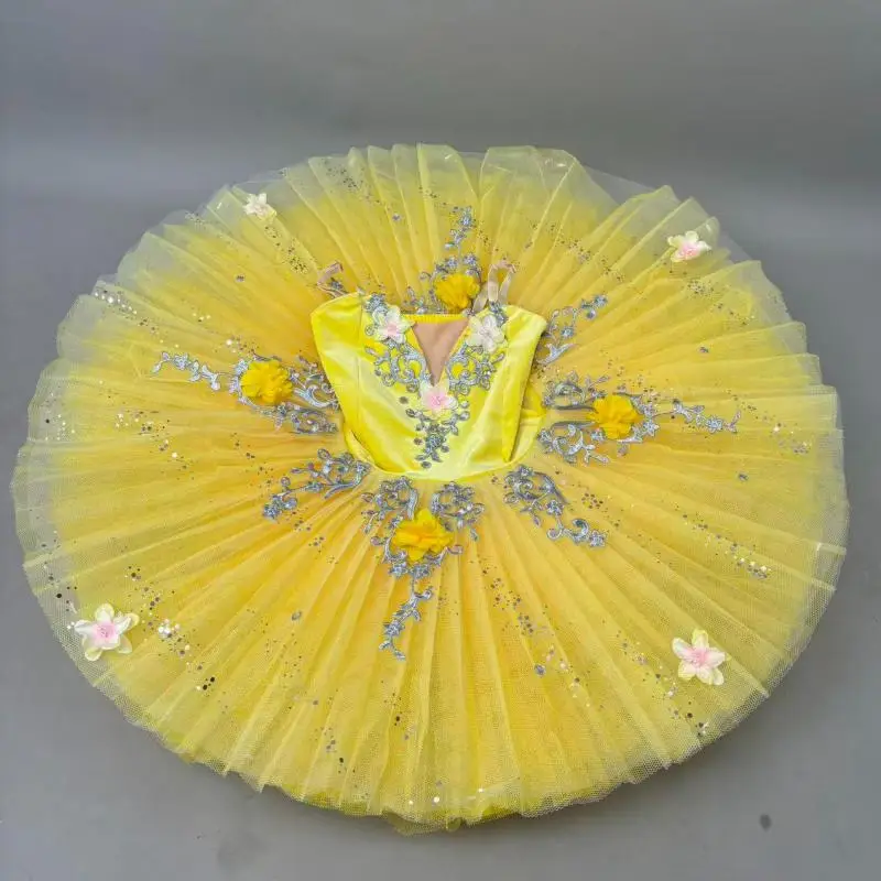 

Желто-розовое балетное платье-пачка «Лебединое озеро», профессиональный костюм для балетных выступлений, детская одежда для балерины, для девочек