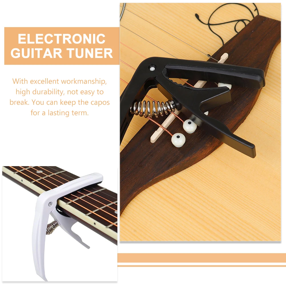

2pcs Guitar Capo for Ukulele Acoustic Instruments White Black Durable Accessories Set Guitar Clamp Part Tuner Clip