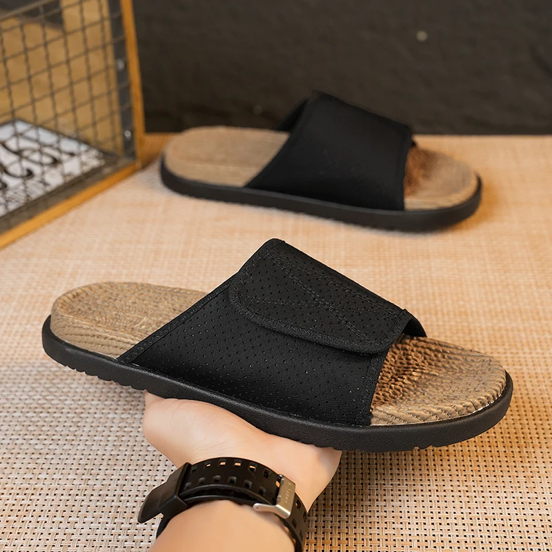 Pantuflas casuales para hombre con plantilla de corcho, nuevas sandalias de verano con suela suave, antideslizantes, transpirables, ligeras, para caminar al aire libre.