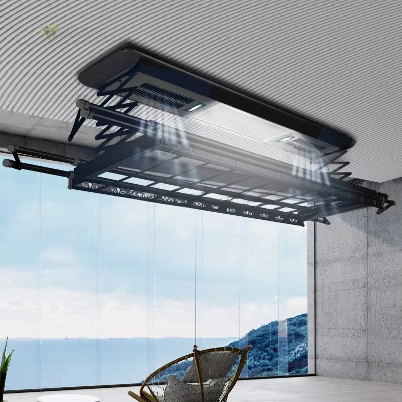 Smart Rack Electric Foldable Clothes Hanger Ceiling Mounted Laundry Dryer Towel Rack with Shoe Rack Smart Laundry Supplies