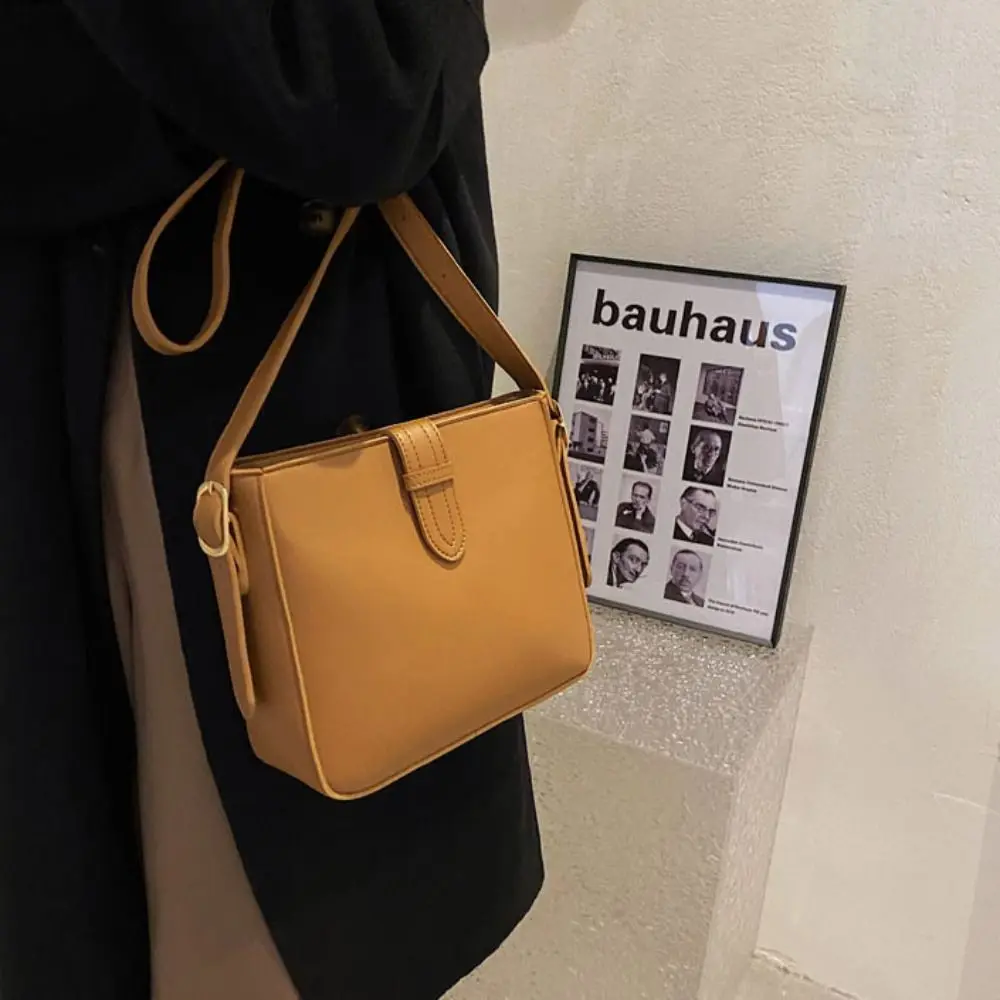 

Large Capacity PU Leather Square Bag Handbag All-match Simple Shoulder Bag Korean Style Storage Bag Ins Square Tote Bag