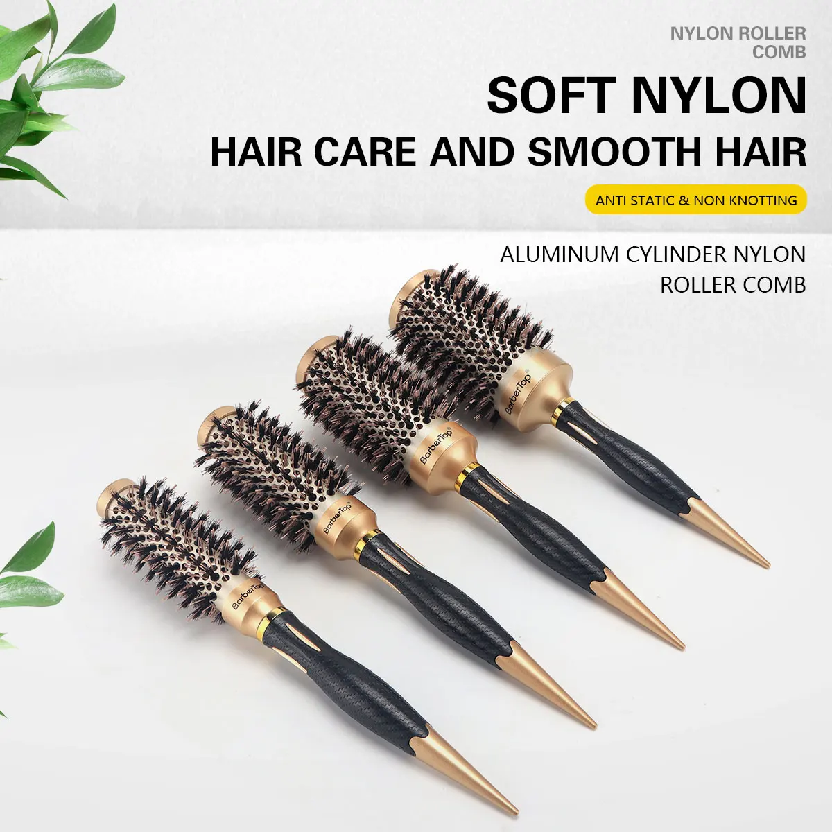 

4 Sizes Handle Round Rolling Brush Straight Twill Hair Combs Professional Hairdressing Curling Hair Brushes Salon Styling Tools