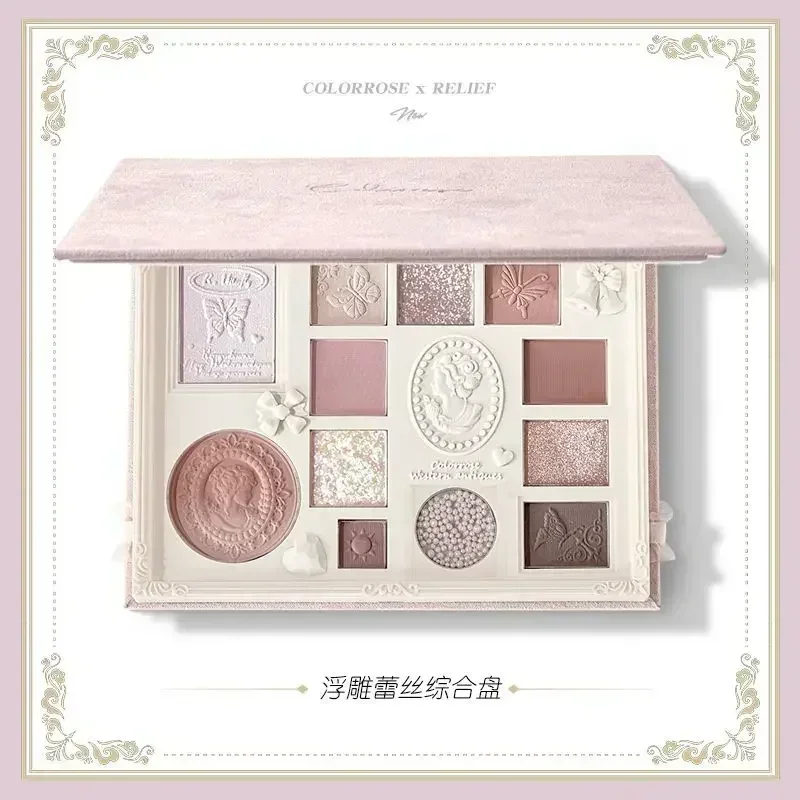 Colorrose Embossed Eyeshadow Palette 2023 New Blush High Gloss Integrated Palette Shimmer Shine Nude Eye Glitter Make Up Palette