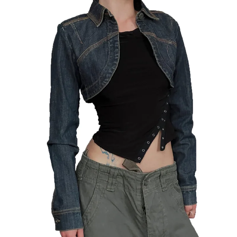 

Autumn Y2k Sexy Vintage Solid Slim Long Sleeve Single Button Streetwear Super Short Jackets