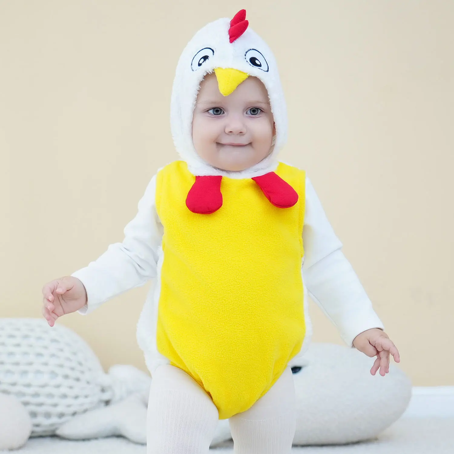 Umorden Unisex Baby Chicken Chick Costume Hoodie Bodysuit Sleeveless Halloween Easter Fantasia Clothes 6M 12M 18M 24M