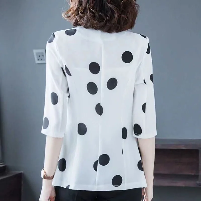 Elegant Lapel Printed Spliced All-match Shirt Women\'s Clothing 2023 Summer New Oversized Casual Pullovers Office Lady Blouse