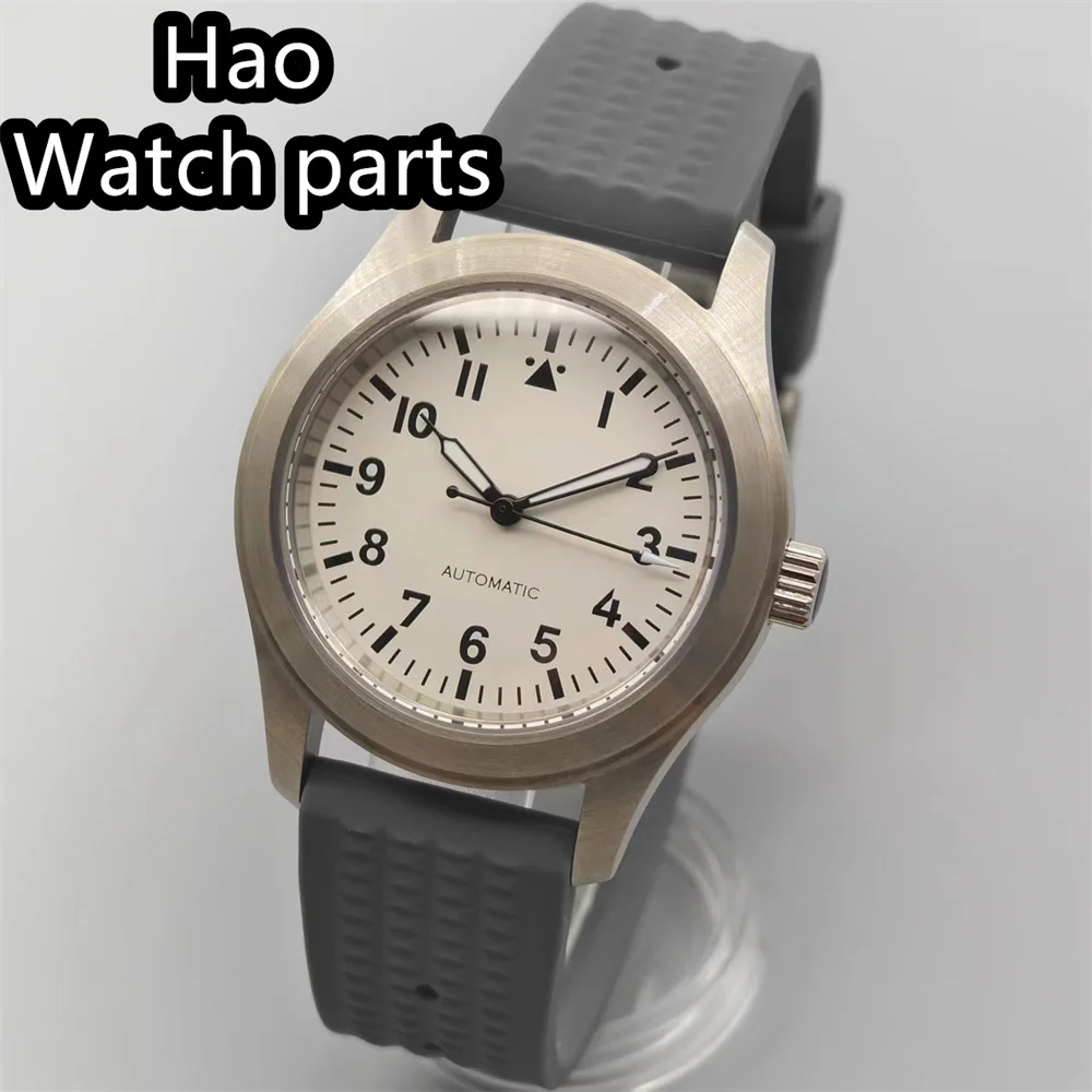 BLIGER 36 مللي متر/39 مللي متر الطيار ساعة ميكانيكية للرجال قبة الياقوت الزجاج الأخضر مضيئة NH35A الحركة التلقائية شريط مطاطي