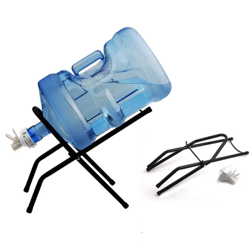 Black Foldable Water Bottle Stand Iron Frame PVC Non Slip Feet for Home Office Camping Outdoor Use 29x21x39cm Dimensions