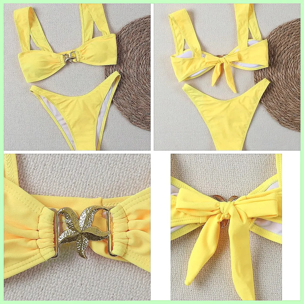

Sexy Push Up Brazilian Bikini Set for Women, 2026 Yellow Swimwear Beach Bathing Suits (Characters: 73)