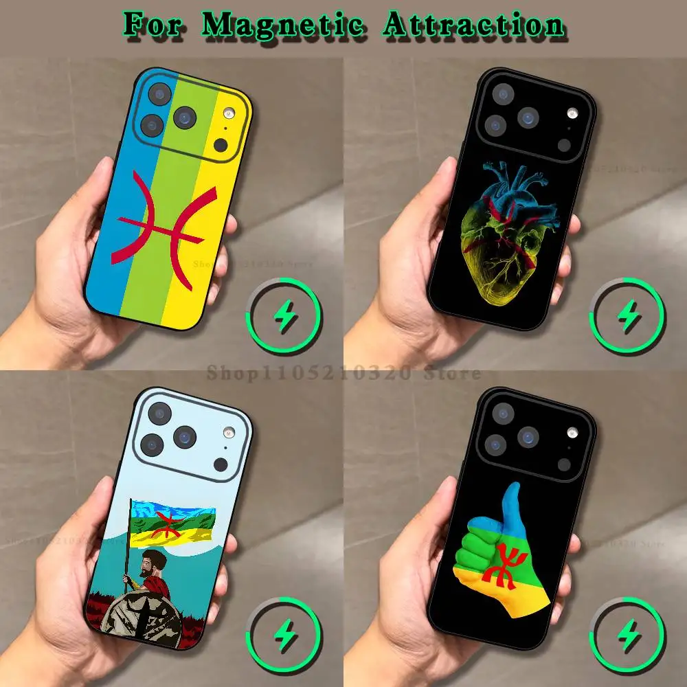 

Amazigh Berber Flag Art Phone Case For iPhone 17,16,15,14,13,12,11,Pro,Max,Plus,E,Air,Mini Magnetic Magsafe Frosted
