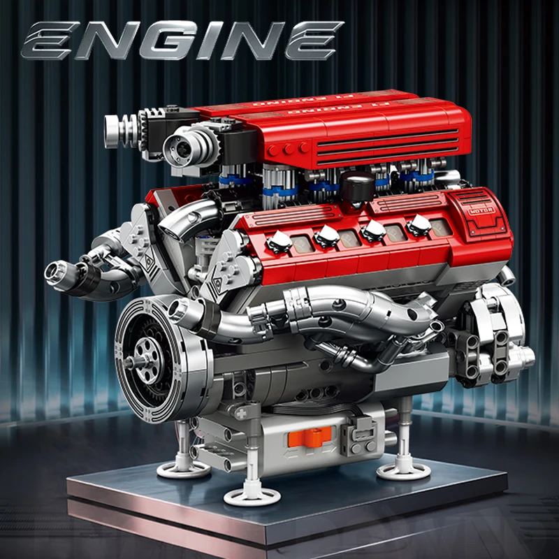 

1101PCS Racing Car V8 Engine Building Blocks Model Kit Assembly Mechanical Bricks Toys Desktop Ornaments Gifts For Kids Adult
