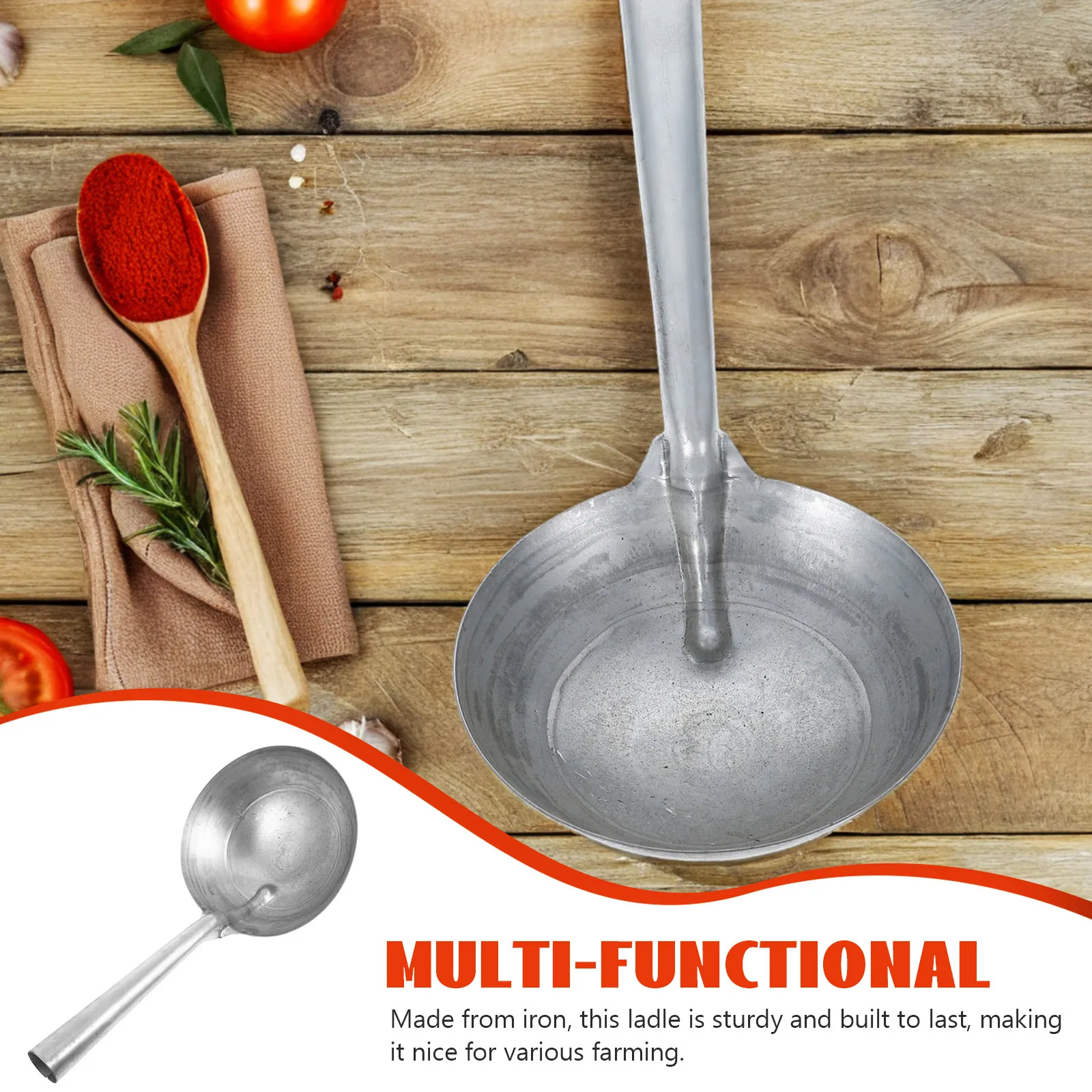 Heavy Duty Iron Ladle Sturdy Short Handle Water Scoop Feeding Spoon for Farm Horse Metal Short Handle Spoons view 3