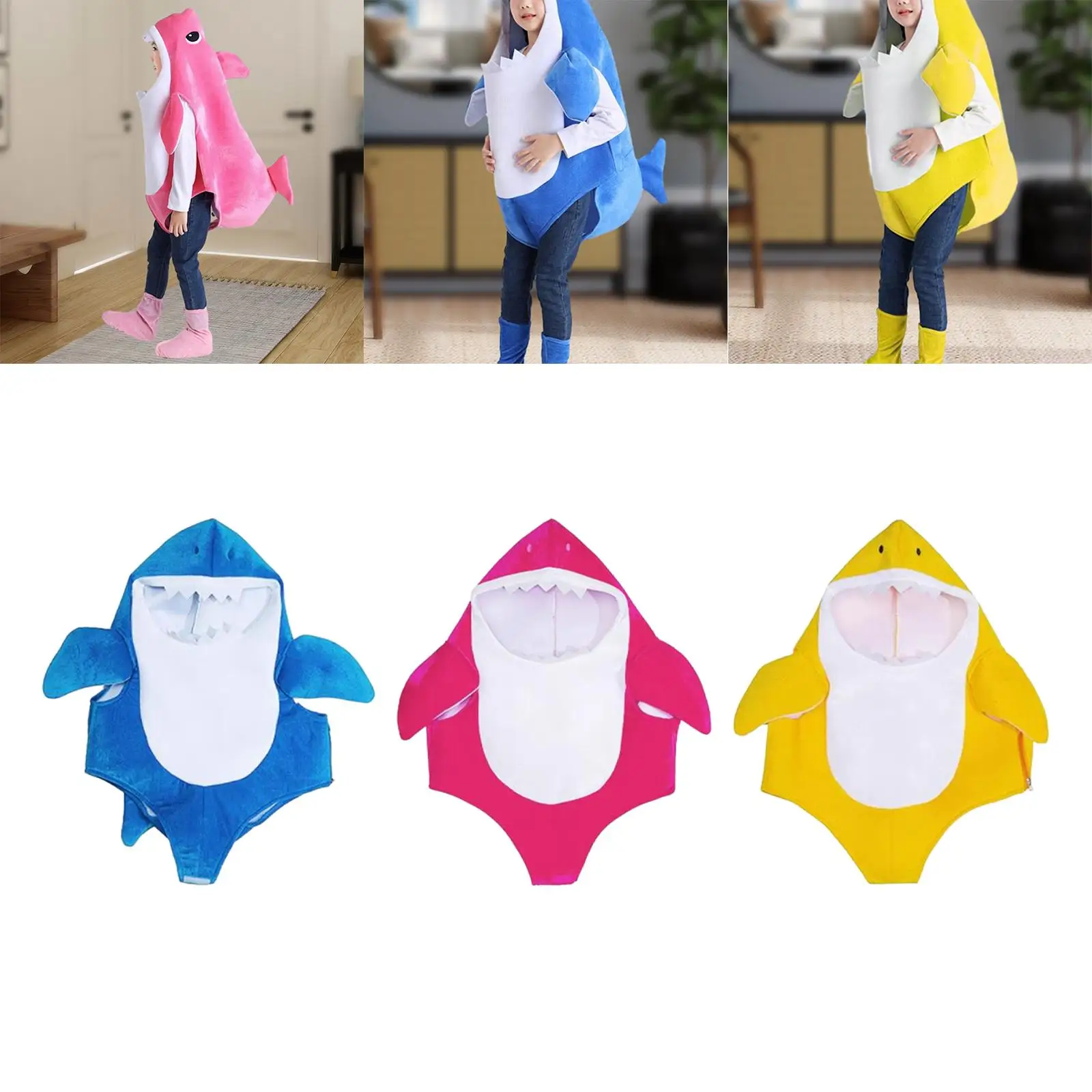 Kids Shark Costume Outfits Cartoon Zipper Design Pretend Dress up for Stage Performances Carnivals Role Playing Boys Girls Baby