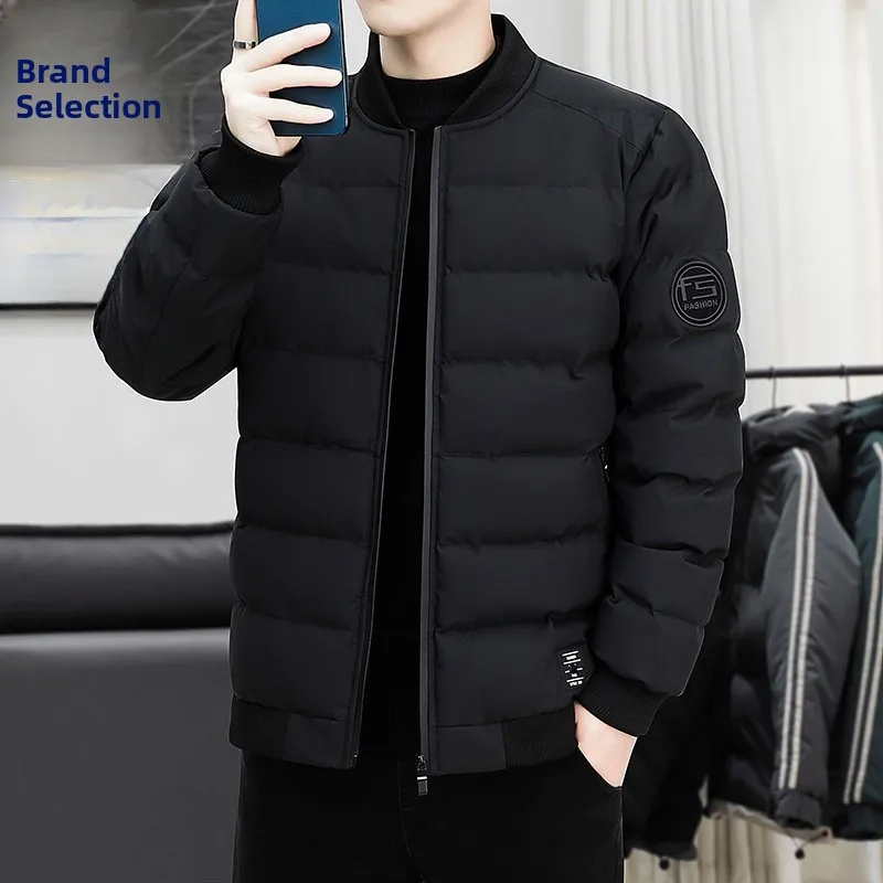 

Men's Thiened Winter Jaet Quilted Cotton Padded Baseball Collar Coat Warm Faionable Stand Fit Basic Urban Sle