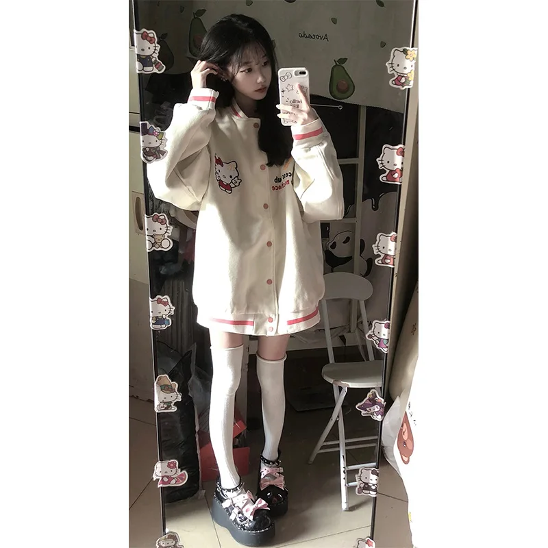 

Retro Embroidered Baseball Jaet Women's Spring Autumn Oversize American Sle Outerwear Loose Fit Hong Kong Sle