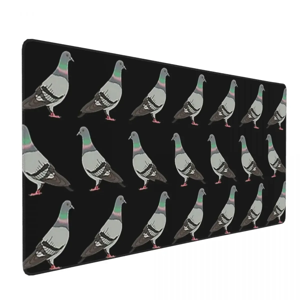 Pigeon Walk Black Background Large Mouse Pad Computer Keyboard Mouse Mat Gamer PC Laptop Desk Mat Office Accessories Table Mats