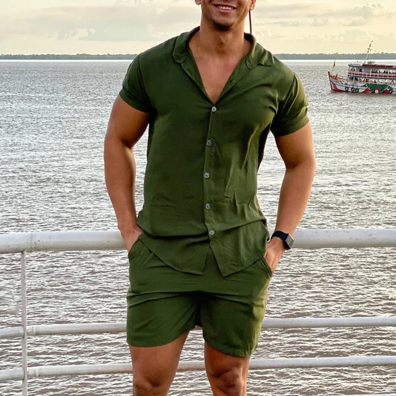 Été Hawaii hommes chemise à manches courtes Shorts de plage 2 pièces ensemble confortable hommes décontracté chemise à fleurs respirant hommes Shorts costumes